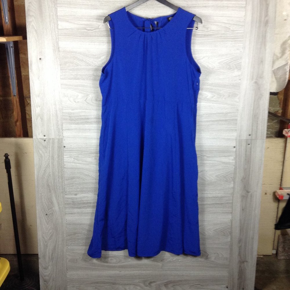 Bobeau Blue Sleeveless Tie Back Midi Dress